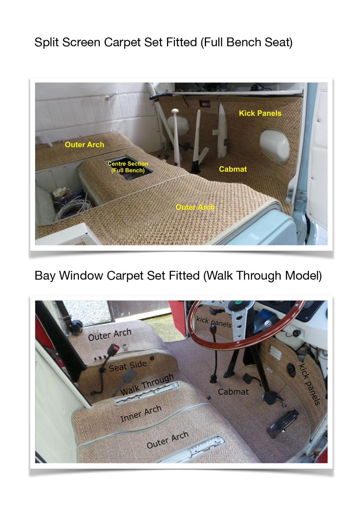 Cfitting guide for VW camper van carpets